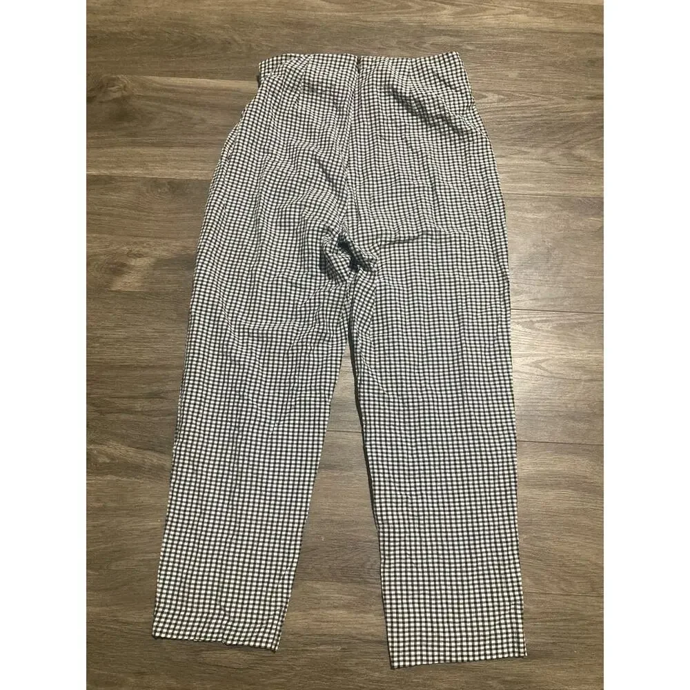 Free People Pants Womens Size 6 Black White Plaid Tie Waist High Waisted Gingham